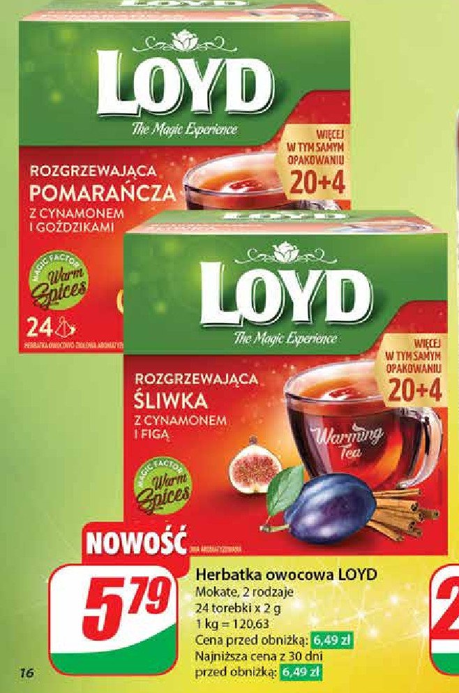 Herbata rozgrzewająca pomarańcza z cynamonem i goździkami Loyd tea the magic experience promocja