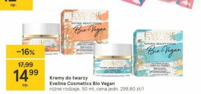 Krem ultraodżywczy do twarzy cera sucha i odwodniona Eveline natural beauty foods bio vegan promocja
