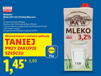 Mleko UHT Z Polskiej Mleczarni 3,2% promocja w Lidl