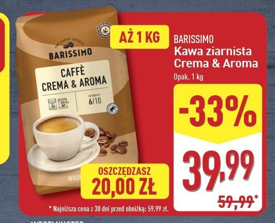 Kawa Barissimo caffe crema&aroma promocja w Aldi