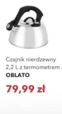Czajnik nierdzewny 2,2 L z termometrem OBLATO promocja w Nela