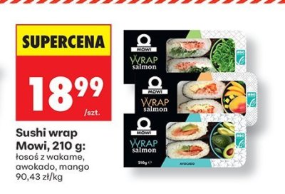 Sushi wrap Mowi łosoś z wakame promocja w Biedronka