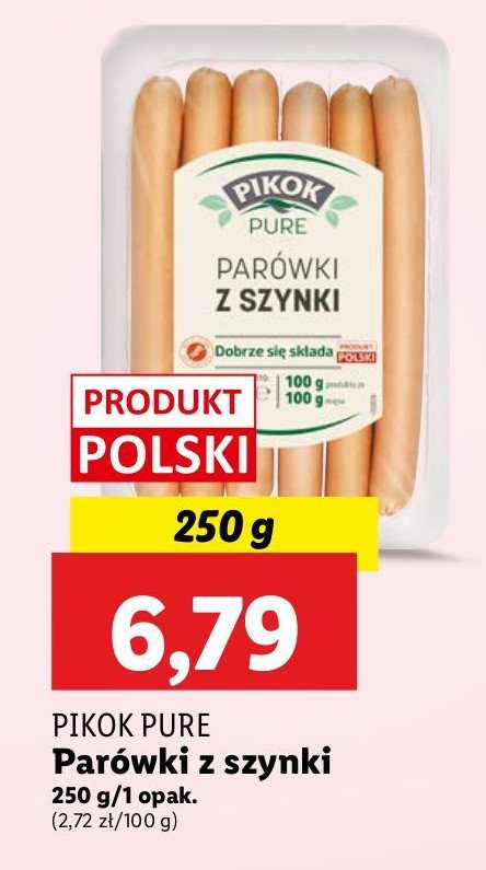 Parówki z szynki Pikok pure promocja