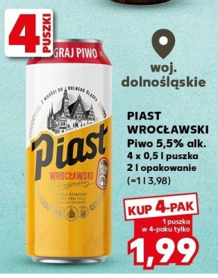 Piwo Piast wrocławski promocja w Kaufland