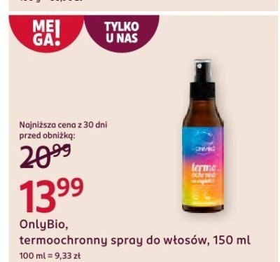 Spray OnlyBio, termoochronny do włosów, 150 ml promocja w Rossmann