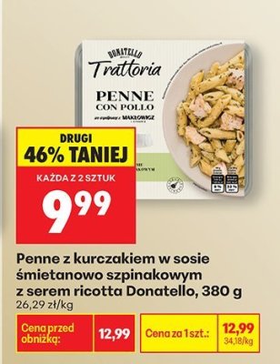 Penne z kurczakiem w sosie śmietanowo szpinakowym z serem ricotta  promocja w Biedronka