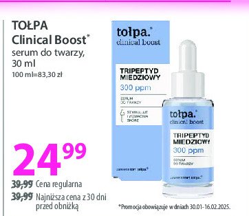 Serum do twarzy tripeptyd miedziowy Tołpa clinical boost promocja w Hebe