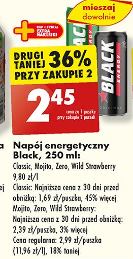 Napój energetyczny zero sugar Black energy promocja