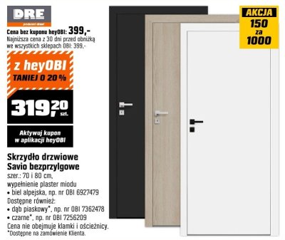 Skrzydło drzwiowe Savio bezprzylgowe promocja w OBI