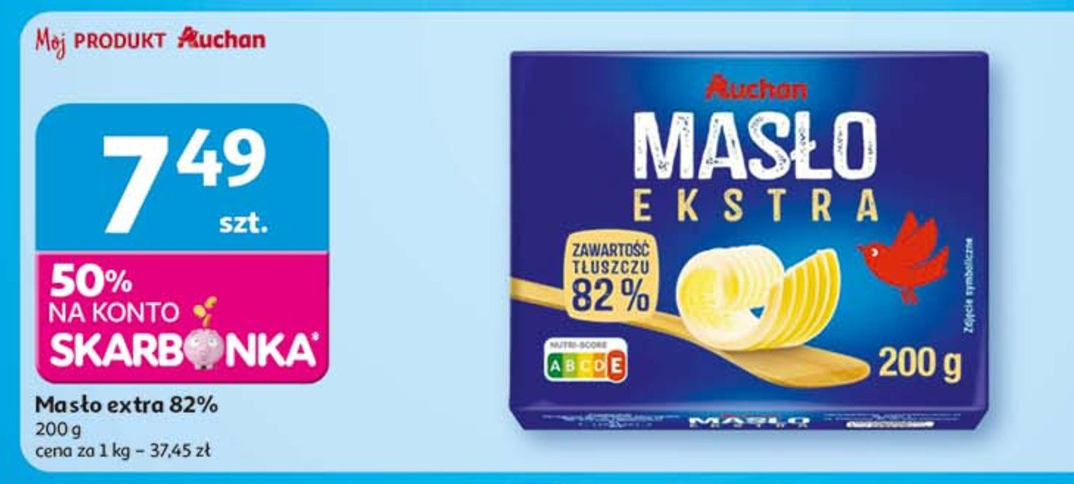 Masło ekstra Auchan różnorodne (logo czerwone) promocja w Auchan