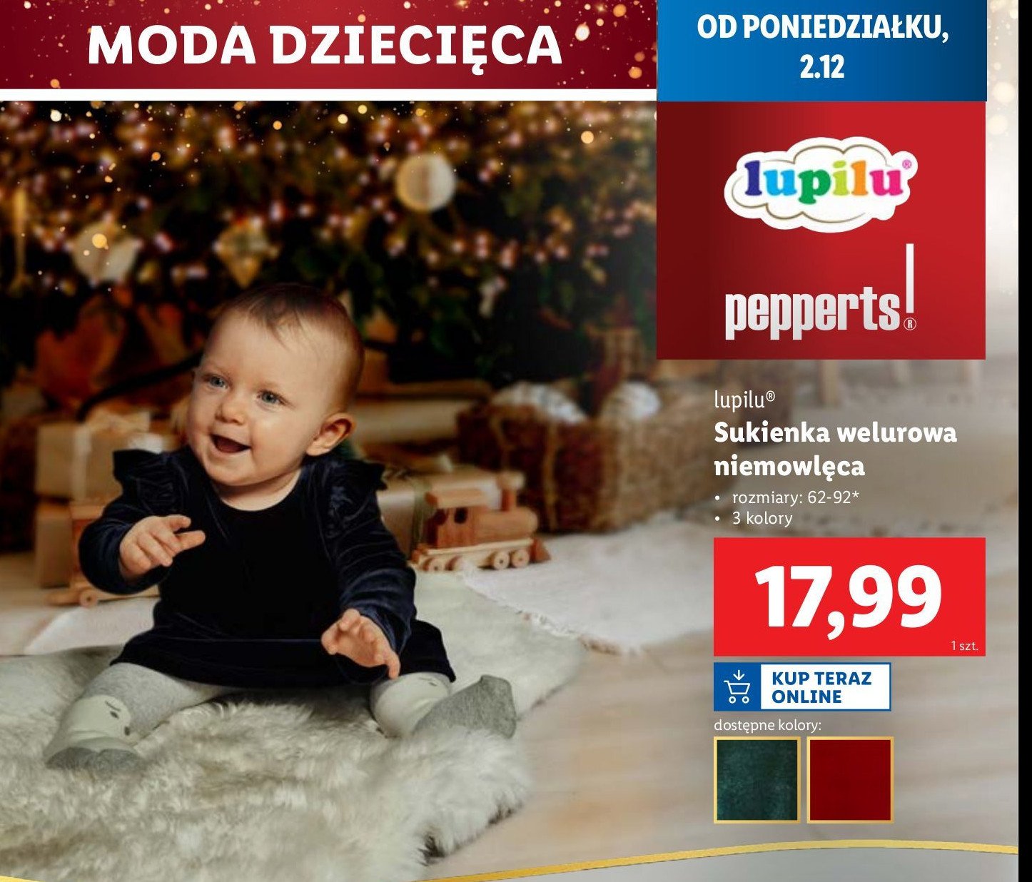 Sukienka welurowa niemowlęca 62-92 Lupilu promocja w Lidl