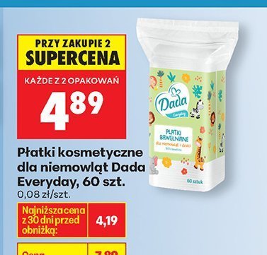Płatki kosmetyczne dla niemowląt Dada Everyday, 60 szt. promocja w Biedronka