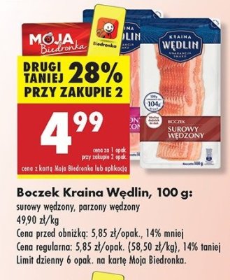 Boczek surowy wędzony Kraina wędlin promocja