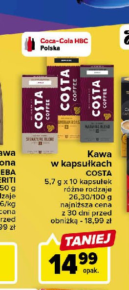 Kawa Costa coffee warming blend lungo promocja