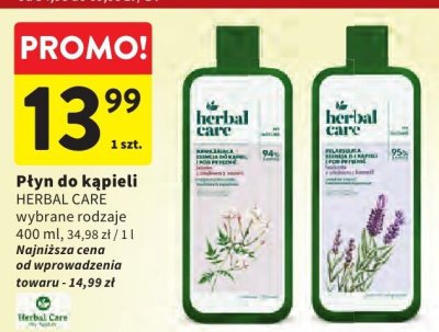 Płyn do kąpieli Herbal Care wybrane rodzaje 400 ml promocja w Intermarche