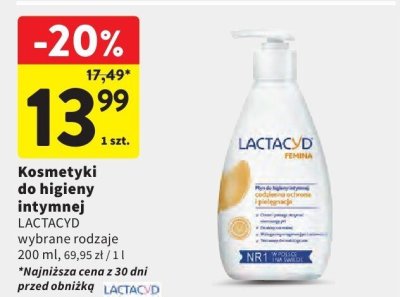Kosmetyki do higieny intymnej LACTACYD Femina promocja w Intermarche