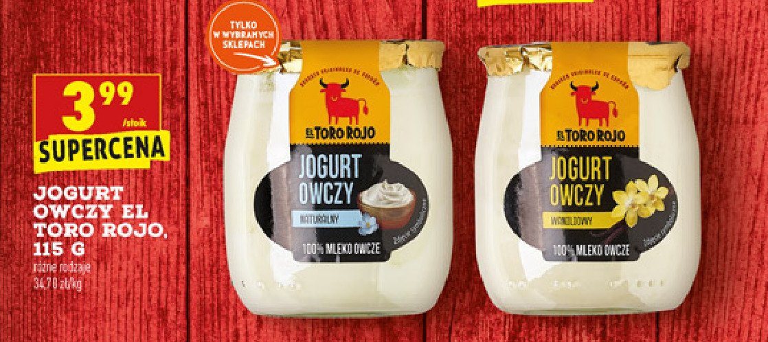 Jogurt owczy waniliowy El toro rojo promocja