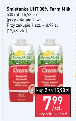Śmietanka uht 30% Farm milk promocja w Intermarche