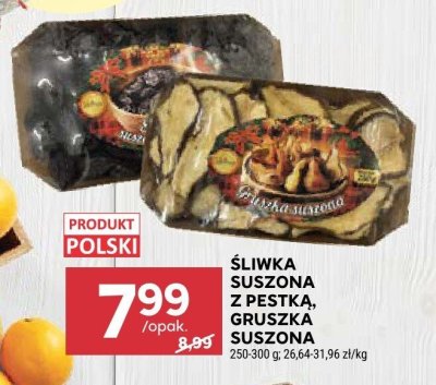 Śliwka suszona z pestką, gruszka suszona promocja w Stokrotka