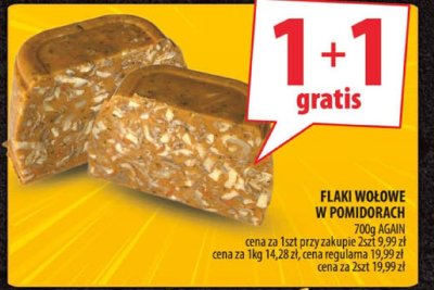 Flaki wołowe w pomidorach 700g AGAIN promocja w Arhelan