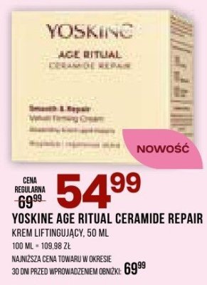 Krem do twarzy YOSKINE Age ritual ceramide repair promocja w Drogerie Natura