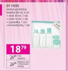 Zestaw podróżny 3 x butelka 80ml + słoik 10ml + słoik 30 ml + szpatułka całość zapakowana w kosmetyczkę By hebe promocja