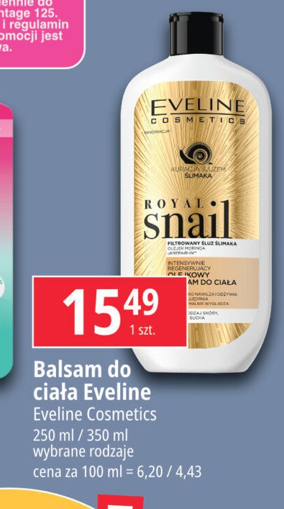 Intensywnie regenerujący olejkowy balsam do ciała Eveline cosmetics royal snail promocja