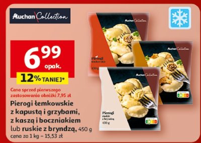 Pierogi łemkowskie z kapustą i grzybami, z kaszą i bocznikiem lub ruskie z bryndzą, Auchan Collection, 450 g promocja w Auchan