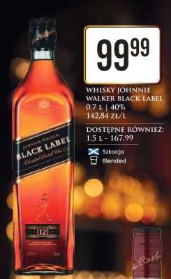 Whisky Johnnie Walker Black Label 0.7L 40% promocja w Dino
