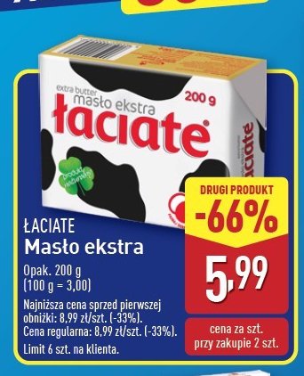 Masło Łaciate Ekstra promocja w Aldi