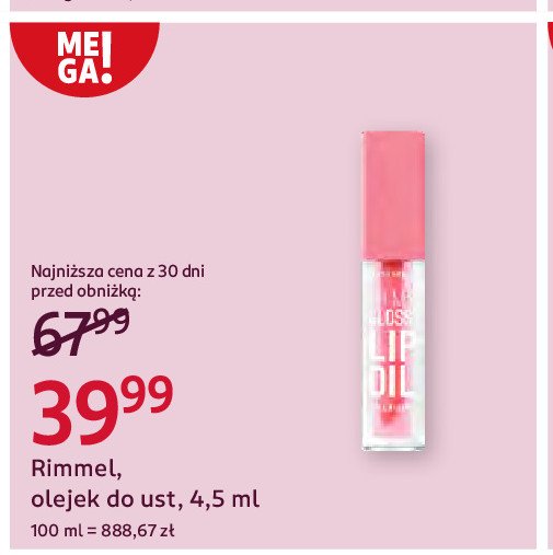 Olejek do ust 003 Rimmel oh my gloss! promocja w Rossmann