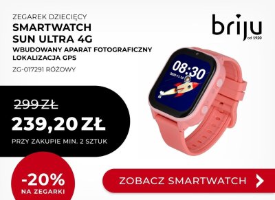 Smartwatch zegarek dziecięcy Sun Ultra 4G różowy ZG-017291 promocja w Briju