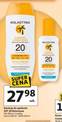 Emulsja do opalania wodoodporna spf 20 Kolastyna protect beauty promocja