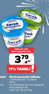 Serek puszyty Miletto śmietankowy z ziołami promocja w Netto