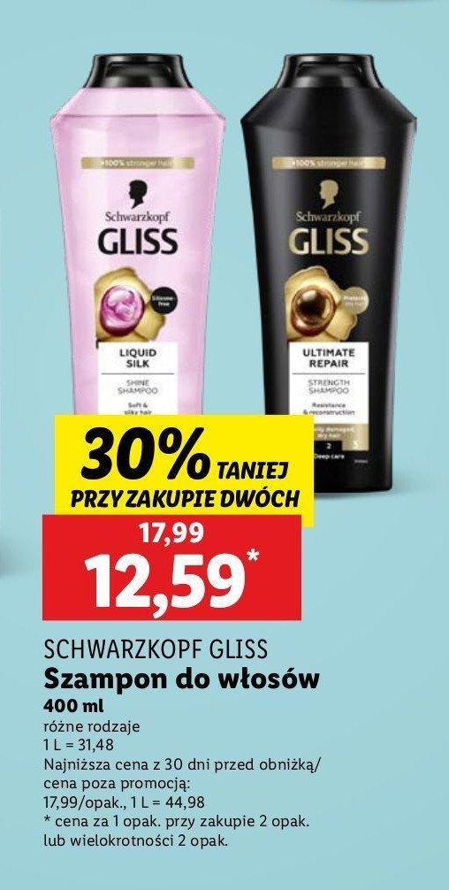 Szampon do włosów Gliss kur ultimate repair promocja w Lidl