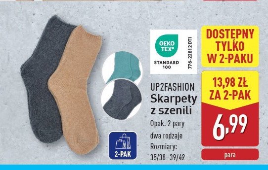 Skarpety damskie z szenili rozm. 35/38-39/42 Up2fashion promocja w Aldi