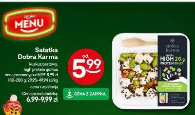 Sałatka Dobra Karma kuskus perłowy, high protein quinoa promocja w Żabka