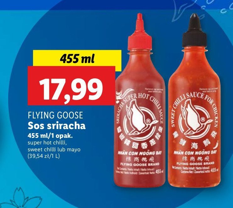 Sos sriracha pikantny chili Flying goose promocja