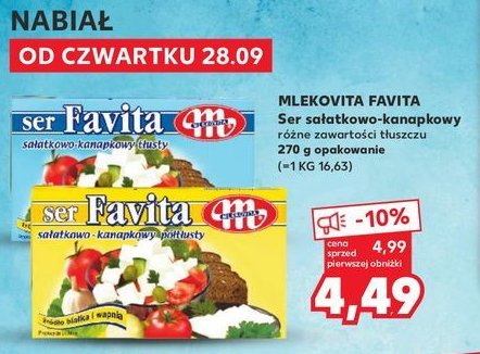 Ser sa艂atkowo-kanapkowy 16 % Mlekovita favita promocja