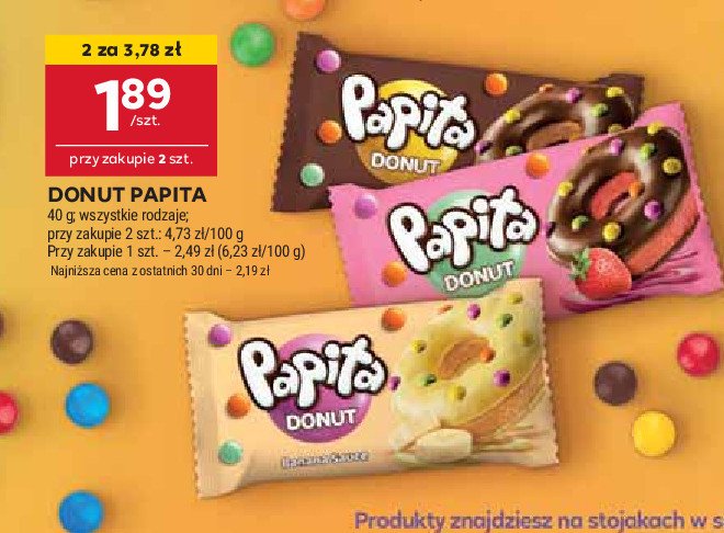Donut truskawkowy Papita promocja w Stokrotka