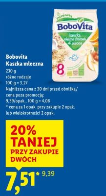 Kaszka mleczna Bobovita promocja w Lidl