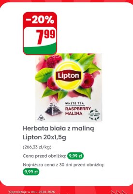 Herbata biała z maliną 20x1,5g promocja w Dino