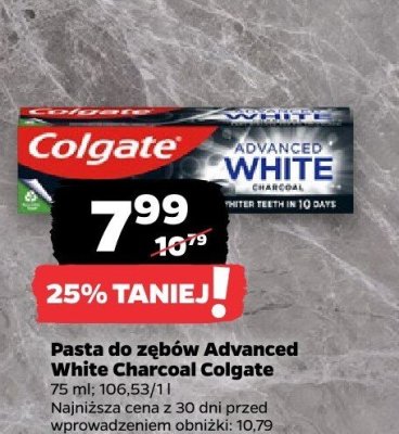 Pasta do zębów Advanced White Charcoal  promocja w Netto
