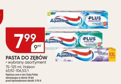 Pasta do zębów, wybrany asortyment promocja w Chata Polska