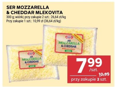 Ser Mozzarella & Cheddar Mlekovita promocja w Stokrotka