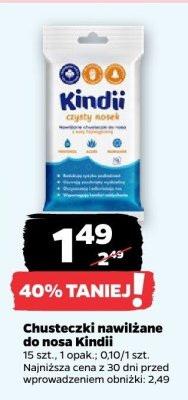 Chusteczki nawilżane do nosa Kindii promocja w Netto