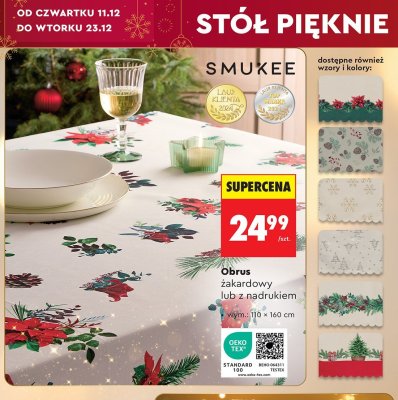 Obrus SMUKEE żakardowy lub z nadrukiem wym. 110 × 160 cm promocja w Biedronka