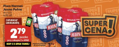 Piwo Harnaś Jasne Pełne 4 x 0,5 l promocja w Delikatesy Centrum