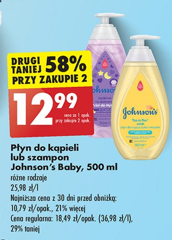 Płyn do mycia ciała i włosów 3w1 top to toe Johnson's baby promocja w Biedronka