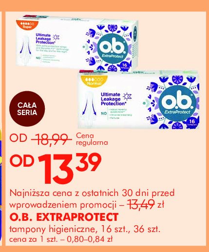 Tampony normal O.b. extra protect promocja